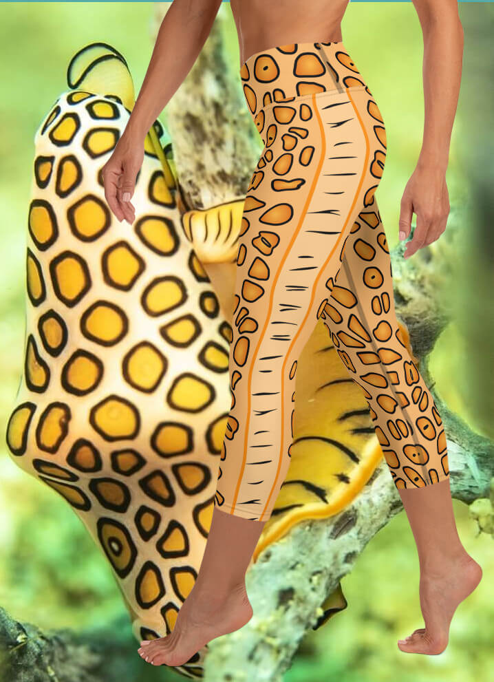 Custom Cobrand Flamingo Tongue Snail Yoga Capri Leggings