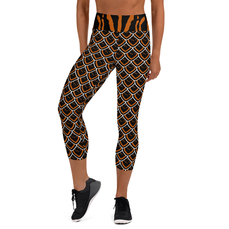 Custom Cobrand Black and Gold Sea Slug Yoga Capri Leggings