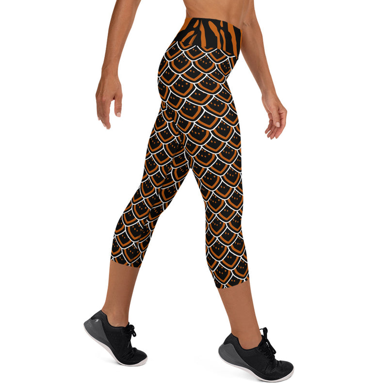 Custom Cobrand Black and Gold Sea Slug Yoga Capri Leggings