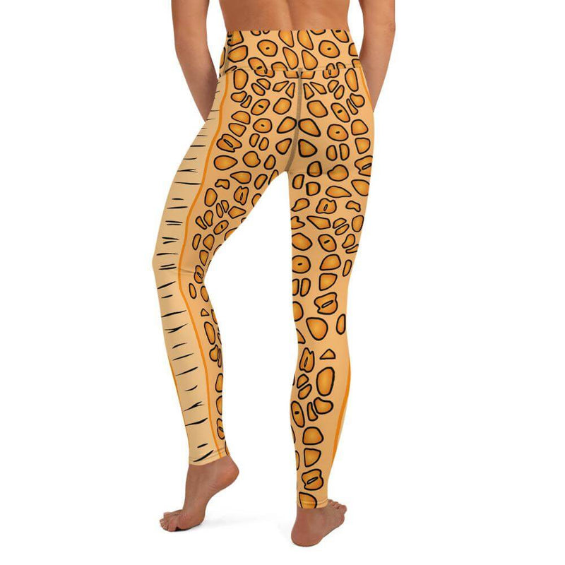 Back view of person in the Flamingo Tongue Snail leggings with overall spotted pattern on legging and waistband.
