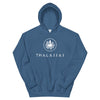 Indigo blue version of the thalassas unisex hoodie design, adult size 5XL.