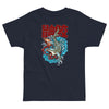 Navy color version of kids tiger shark t-shirt.  