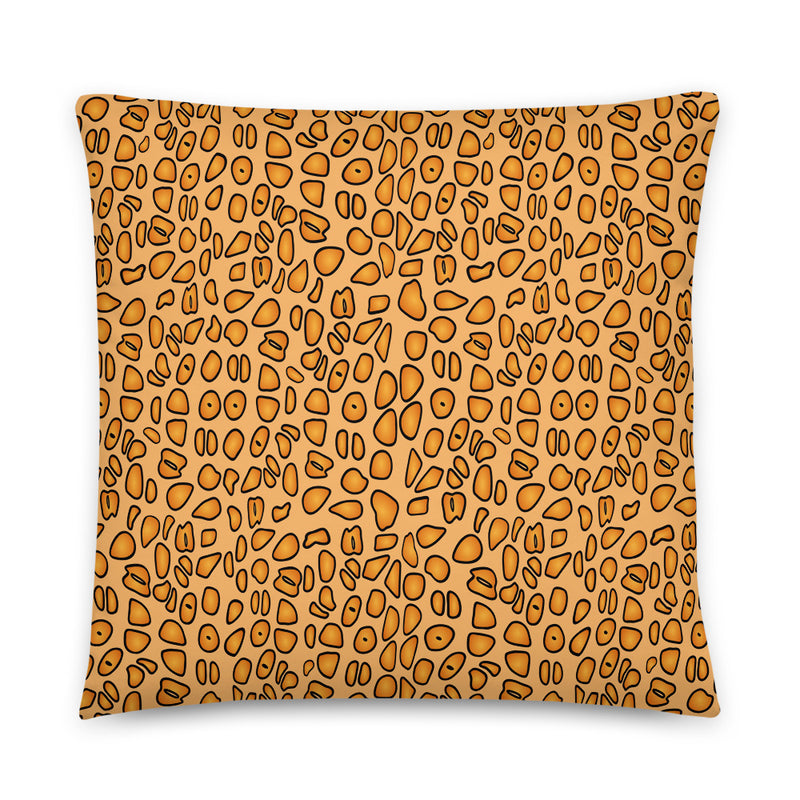 Yellow spotted throw pillow, pattern inspired by the Flamingo Tongue Snail, size 18x18.