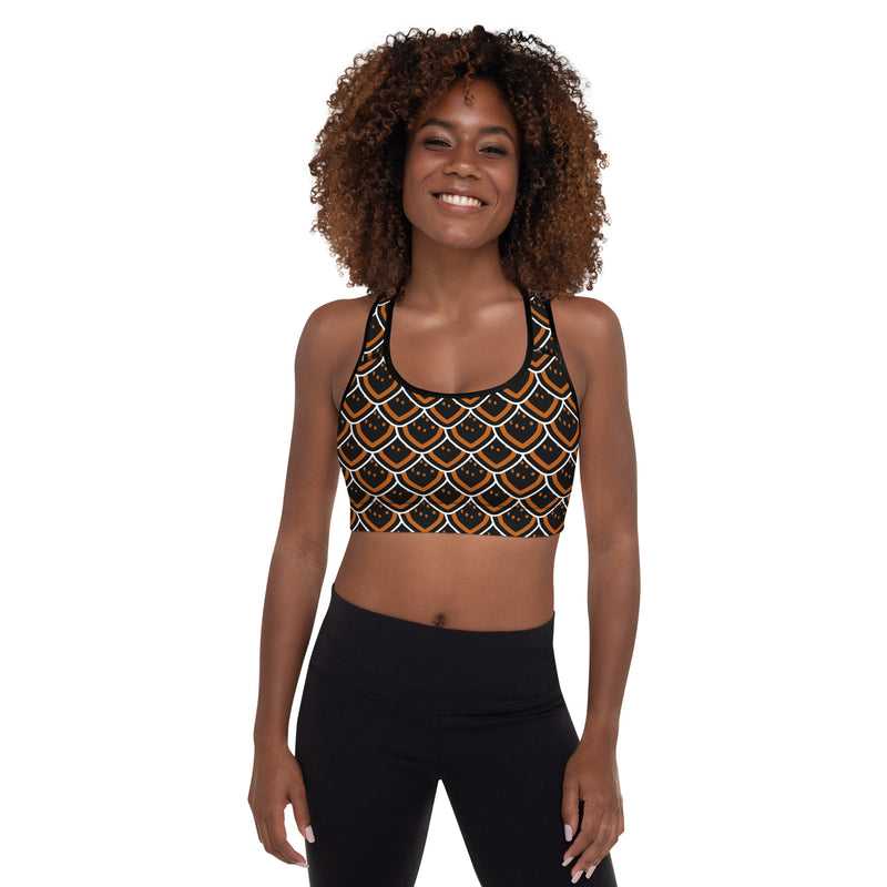 Black and Gold Sea Slug Padded Sports Bra