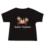 Pom-Pom Crab Friendship Baby Jersey short sleeve tee, in color black with pom-pom crab design and words better together.