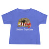 Friendship Baby Jersey Short Sleeve Tee, Red-Banded Goby & Candy Stripe Pistol Shrimp with words better together, color heather columbia blue.