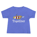 Baby short sleeve jersey tee in color heather columbia blue with design of Red-Banded Goby and the word together under goby. 