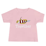 Baby jersey short sleeve tee in color pink featuring red-banded goby design paired with the word together under the goby.