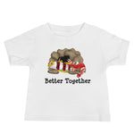 Baby Jersey Short Sleeve Tee in white, Red-Banded Goby & Candy Stripe Pistol Shrimp show friendship and words better together.