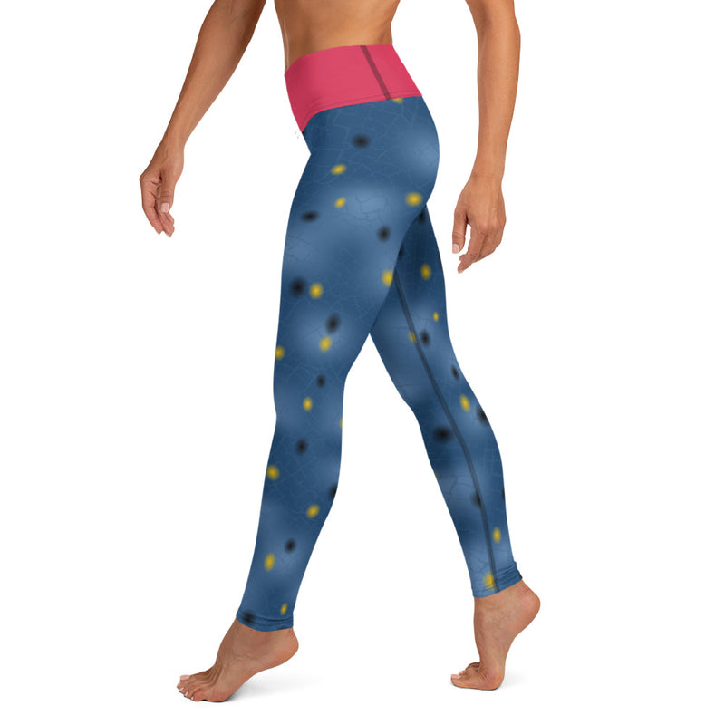 Left side view of colorful Painted Infurcata leggings.