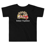 Red-banded goby and candy stripe pistol shrimp friendship toddler short sleeve t-shirt, color black and words better together.