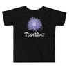 Anemone toddler short sleeve t-shirt, color black with purple anemone and the word together under the anemone.