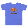 Heather columbia blue color version of the toddler Just clownin’ short sleeve t-shirt.