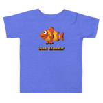 Heather columbia blue color version of the toddler Just clownin’ short sleeve t-shirt.