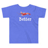 Heather columbia blue version of the toddler candy stripe pistol shrimp short sleeve t-shirt.