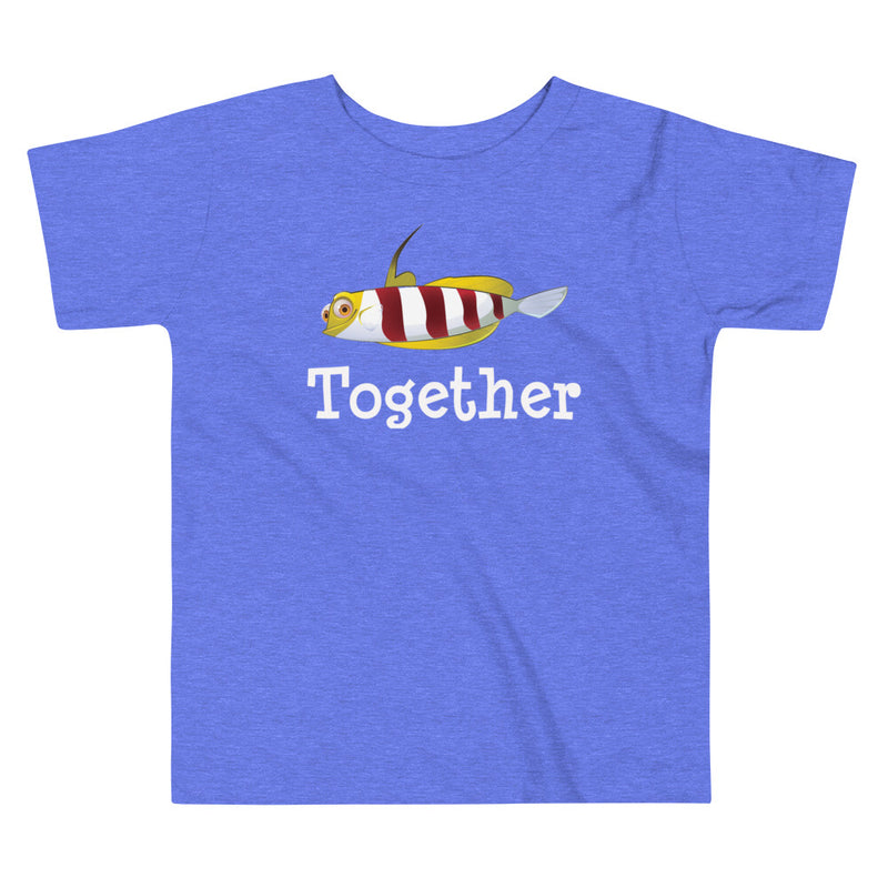 Heather columbia blue version of the toddler red-banded goby short sleeve t-shirt.
