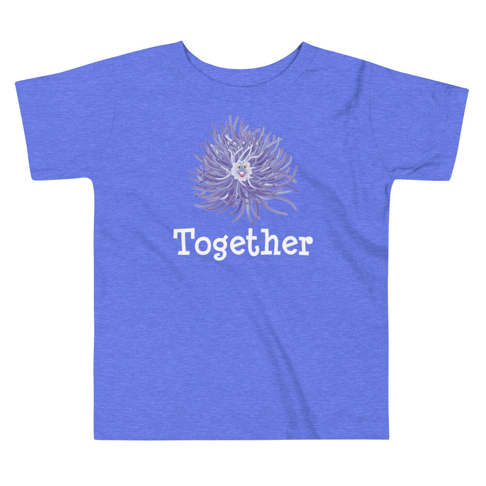 Heather columbia blue version of the toddler anemone short sleeve t-shirt.
