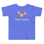 Heather columbia blue version of the toddler Pom-pom crab friendship short sleeve t-shirt.