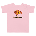 Pink color version of the toddler Just clownin’ design short sleeve t-shirt.