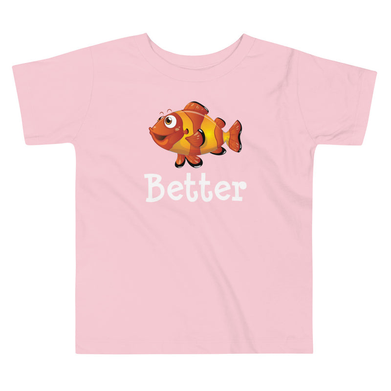 Pink color version of the toddler clownfish short sleeve t-shir