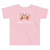Pink color version of the toddler Pom-pom crab friendship design short sleeve t-shirt.