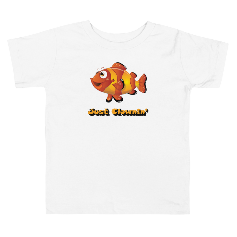 White color version of the toddler Just clownin’ short sleeve t-shirt.