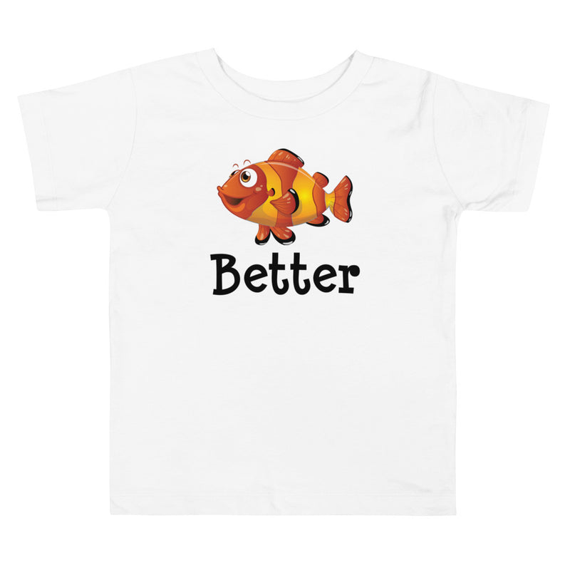 White color version of the toddler clownfish short sleeve t-shirt.