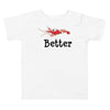 White color version of the toddler candy stripe pistol shrimp design short sleeve t-shirt.