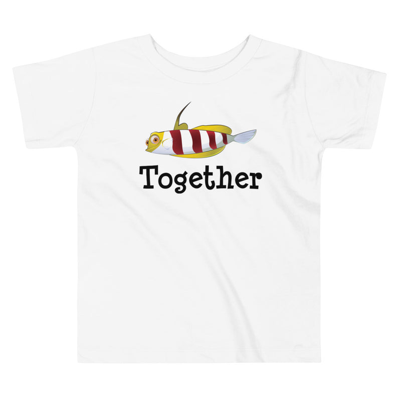 White color version of the toddler red-banded goby design short sleeve t-shirt.