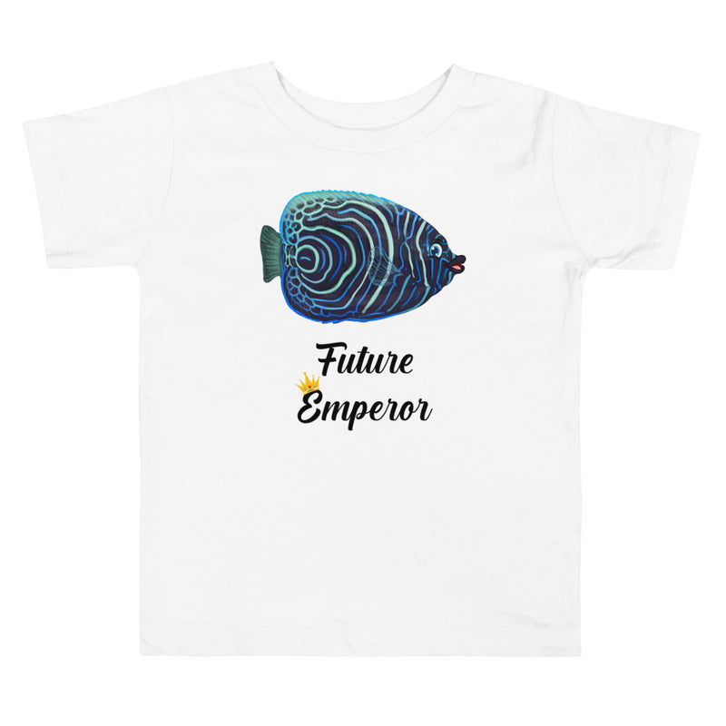 White color version of the toddler emperor angelfish short sleeve t-shirt.