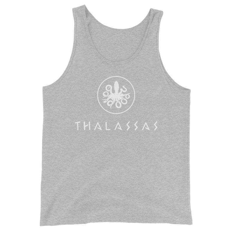 Athletic heather version of the thalassas unisex tank top deisgn.