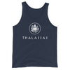 Navy color version of the thalassas unisex tank top design, adult size M